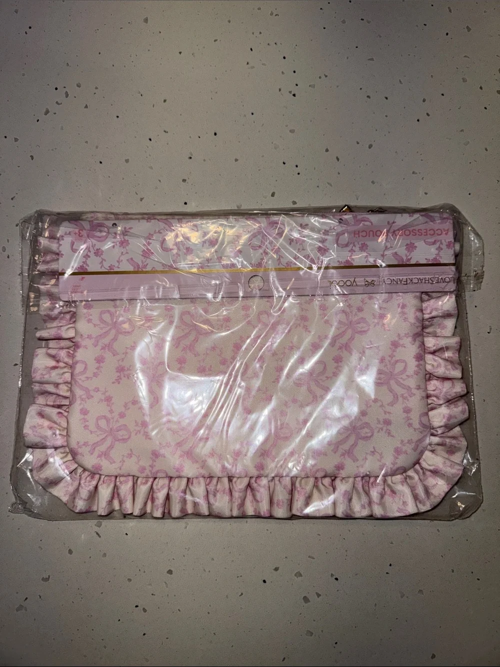 Loveshackfancy x yoobi Pink Bow Ruffle Accessory Pouch